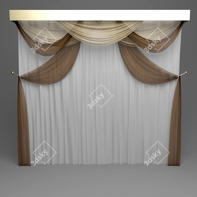 Sheer Blinds with Valances 3D model image 1