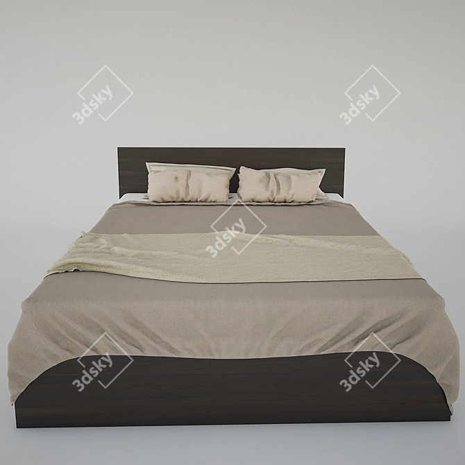 Sleek Slumber: Contemporary Bed 3D model image 1