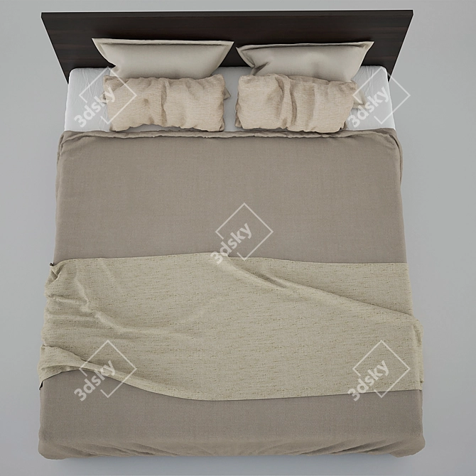 Sleek Slumber: Contemporary Bed 3D model image 2