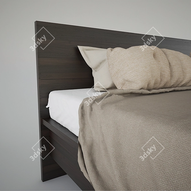 Sleek Slumber: Contemporary Bed 3D model image 3