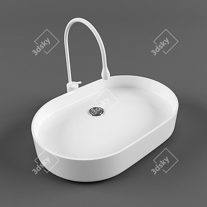 Elegant Piper Sink Bowl 3D model image 1