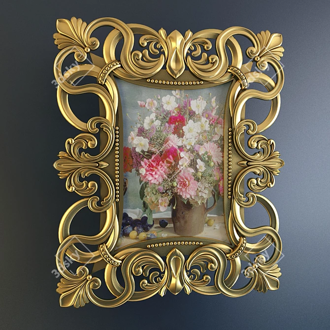 Elegant Ornamented Picture Frame 3D model image 1