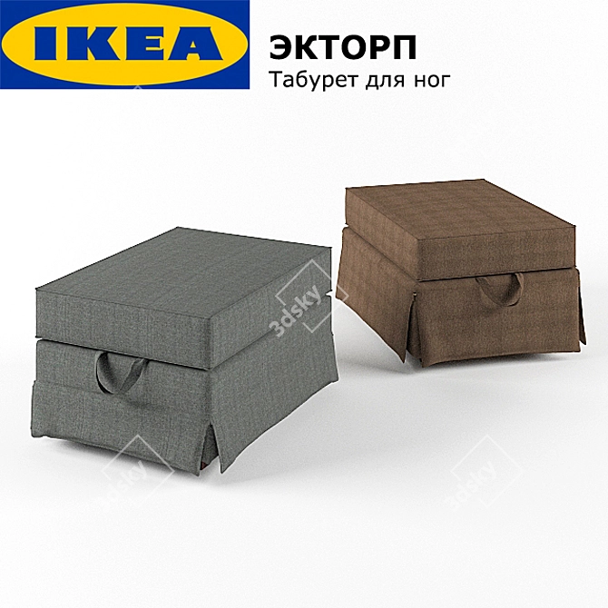 Cozy Footstool in Grey & Brown 3D model image 1