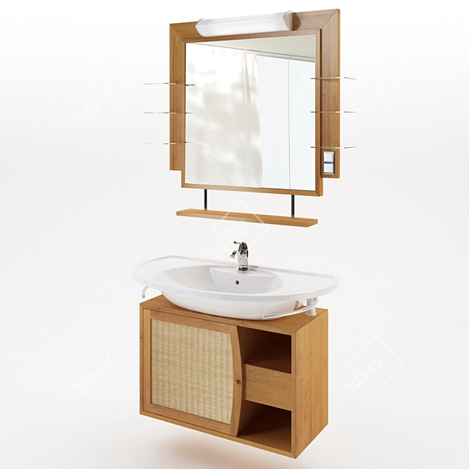 Modern Mirror Washbasin 3D model image 1