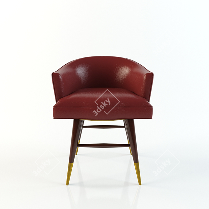 Vintage Dunbar Leather Swivel Chair 3D model image 1