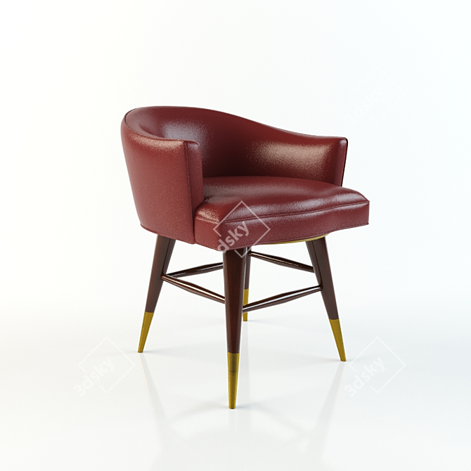 Vintage Dunbar Leather Swivel Chair 3D model image 2