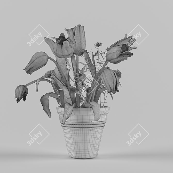 Blossoming Beauty: Tulips 3D model image 2