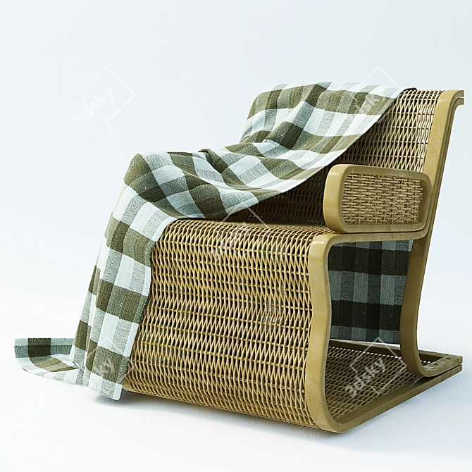 Rustic Wicker Storage Basket 3D model image 1