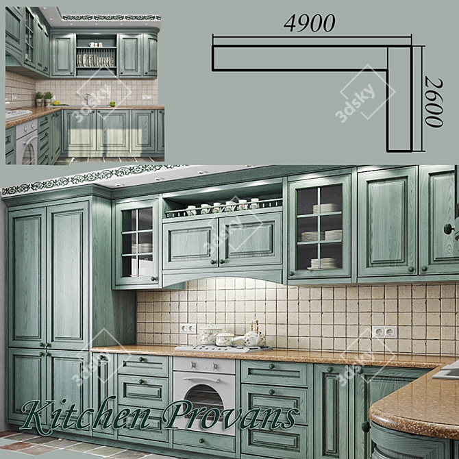 Custom Provence Kitchen 3D model image 3