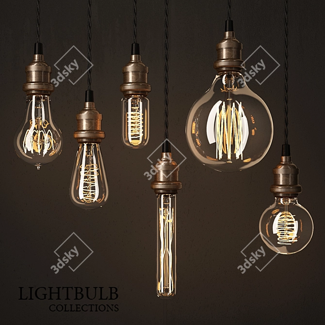 Vintage Edison Lightbulb Set 3D model image 1