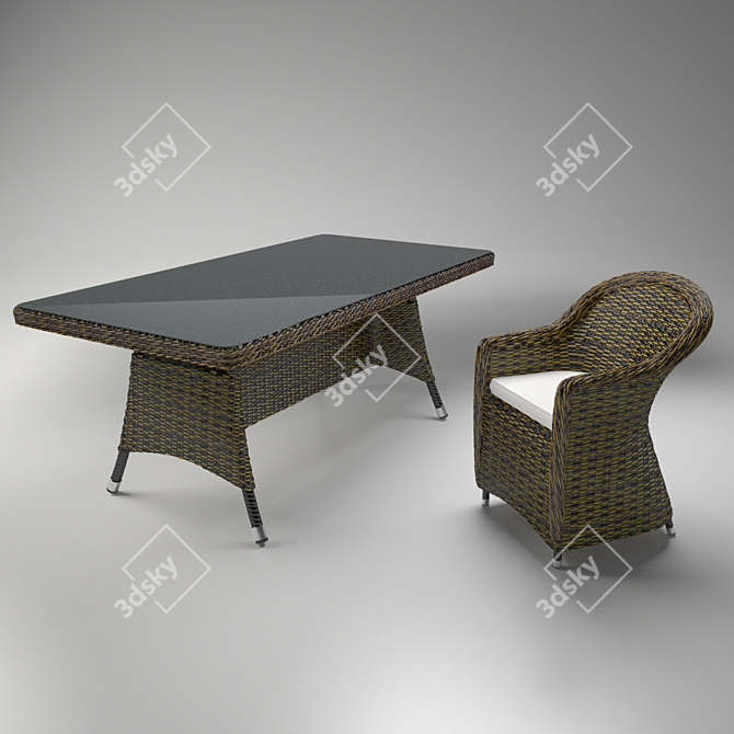 Elegant Rattan Furniture 3D model image 1