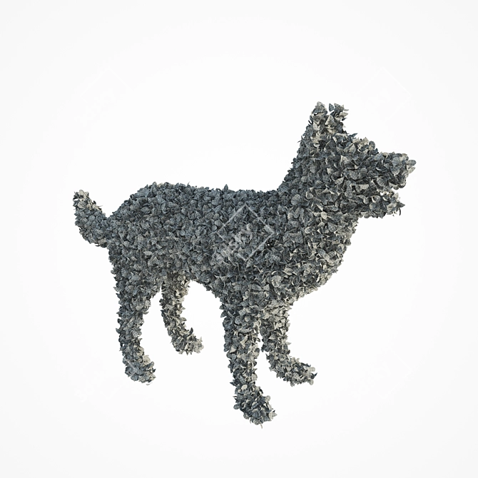 Poly Topiary Dog Statue 3D model image 3