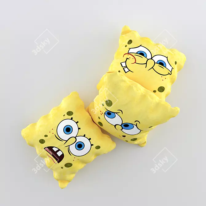 SpongeBob SquarePants Yellow Pillow 3D model image 1