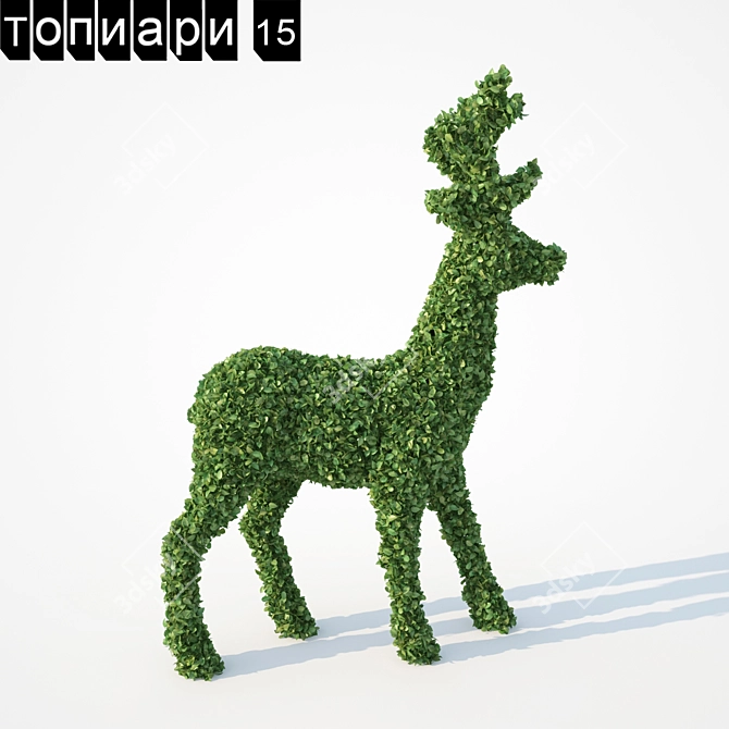 Elegant Deer Topiary 3D model image 1