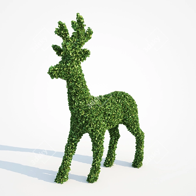 Elegant Deer Topiary 3D model image 2