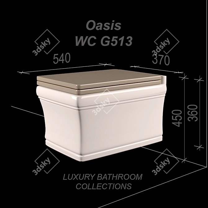 Oasis Ceramic WC with Colored Lacquered Seat 3D model image 1