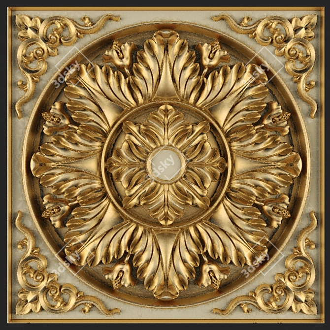 Elegant Stucco Ceiling Décor 3D model image 1