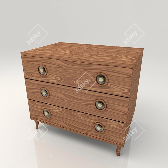 Modern Oak Veneer Dresser 3D model image 1