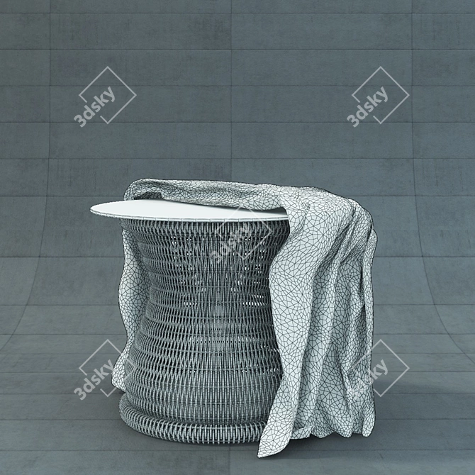 Rustic Wicker Table for 2 3D model image 2