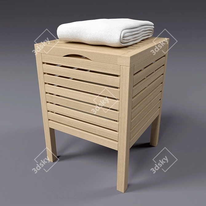 Minimalistic Wooden Bathroom Stool 3D model image 1