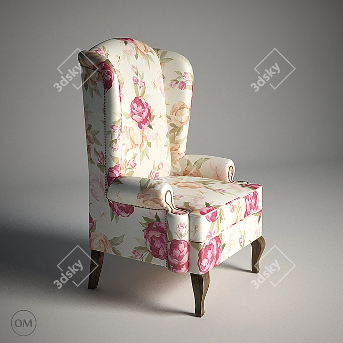 English Eared Armchair - Classic Elegance 3D model image 1