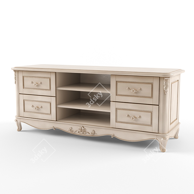 Moderno TV Stand Bianco 3D model image 1