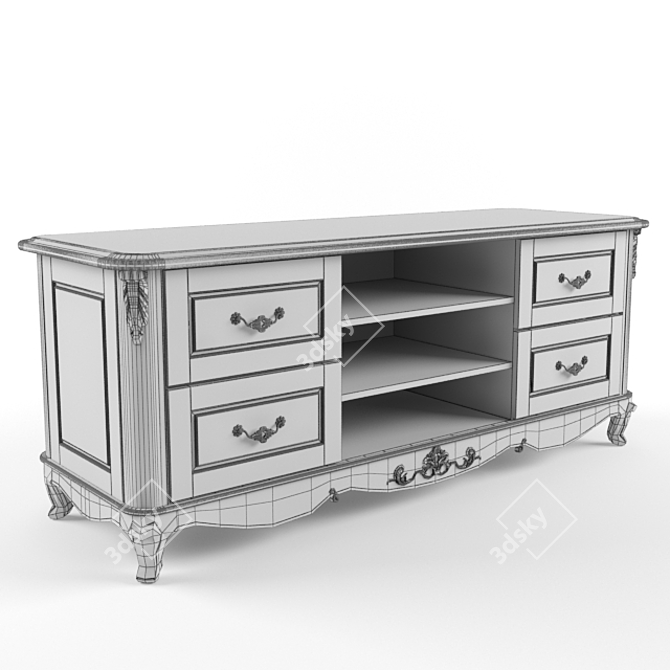 Moderno TV Stand Bianco 3D model image 2