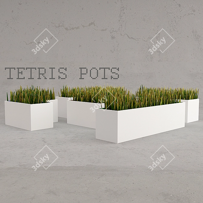 Tetris-inspired Plant Pots 3D model image 2