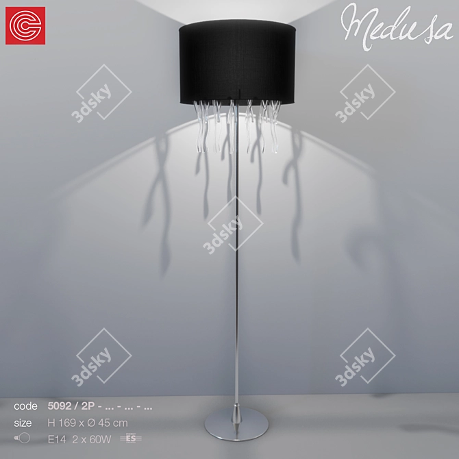 Elegant Medusa Art Floor Lamp 3D model image 1