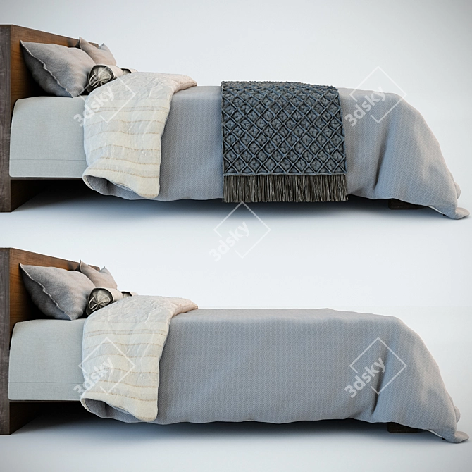 Max Bed: Detachable Plaid, VRay Materials 3D model image 2