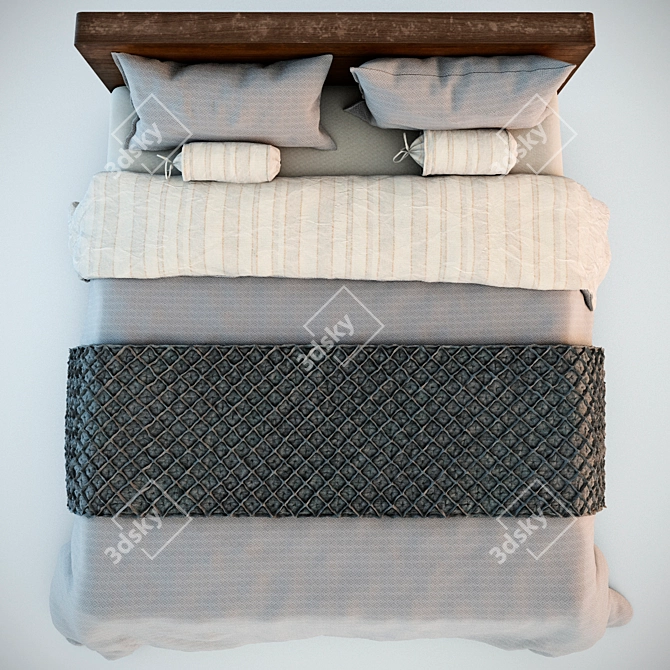 Max Bed: Detachable Plaid, VRay Materials 3D model image 3