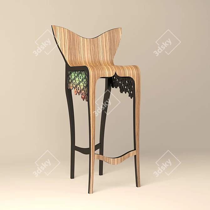 Elegant "Lotus" Bentwood Barstool 3D model image 1