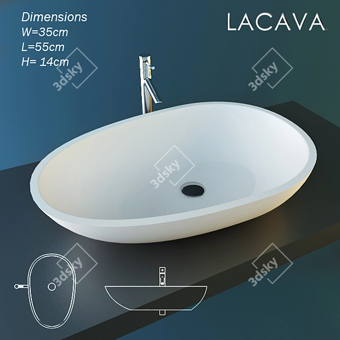 Luxury White Lacava Sink 3D model image 1