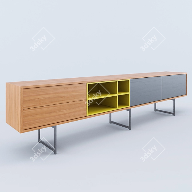 Sleek Black Sideboard 3D model image 1