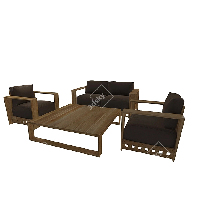 Meridiani Open Air Garden Set: Sofa, Chair & Table 3D model image 2