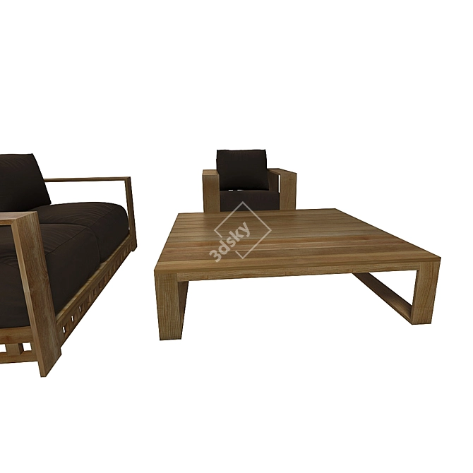 Meridiani Open Air Garden Set: Sofa, Chair & Table 3D model image 3