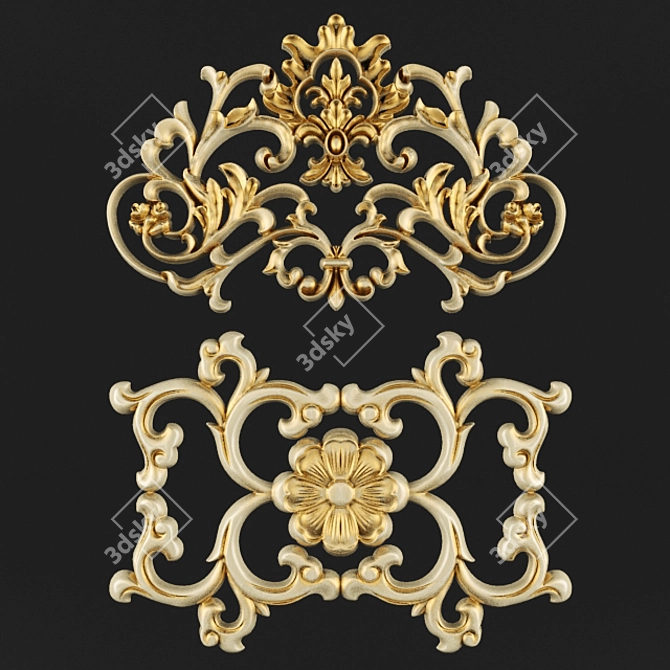 Elegant Ornamental Molding 3D model image 1