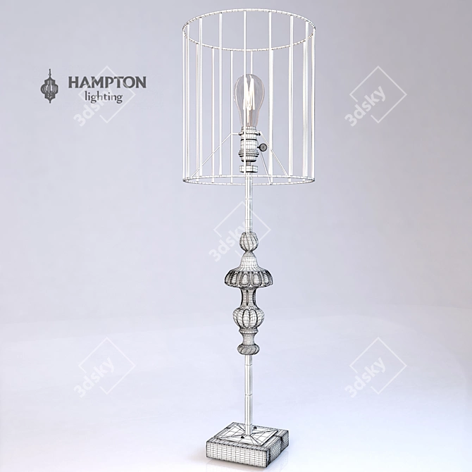 Hampton Lighting Metal Desk Lamp on Wooden Base 3D model image 3