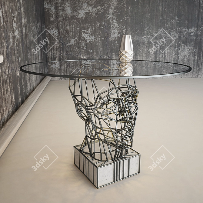 Designer Metal Frame Table 3D model image 1