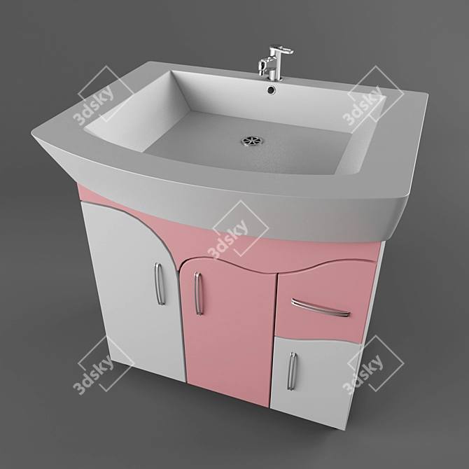 Sleek White Washbasin 3D model image 1