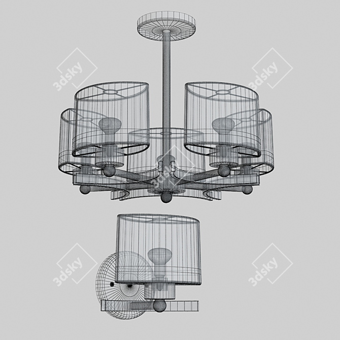 Modern Hoff Chandelier & Sconces 3D model image 2