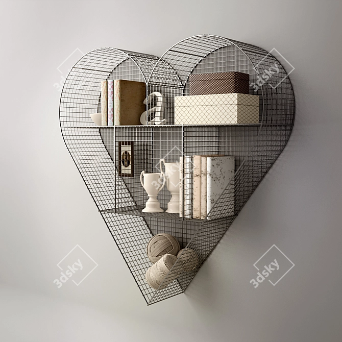 Heart Zinc Shelf: Industrial Cubby Collection 3D model image 1