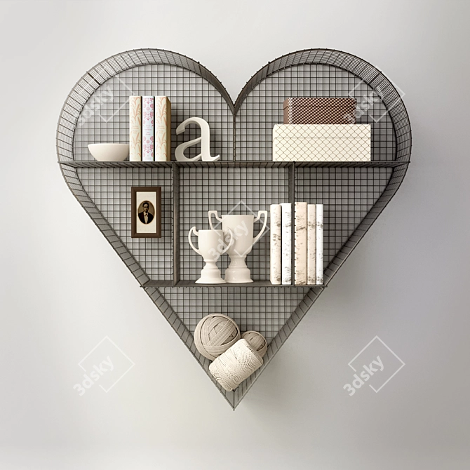 Heart Zinc Shelf: Industrial Cubby Collection 3D model image 2