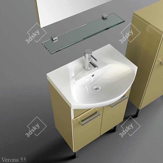 Verona 55 - Stylish Sink Cabinet 3D model image 2