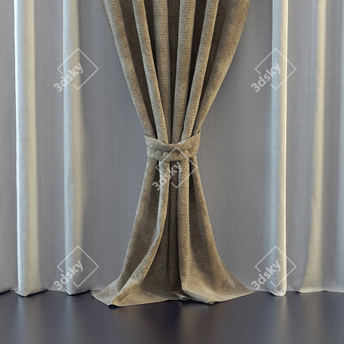 Luxury Velvet Curtains with Curtain Tiebacks 3D model image 2