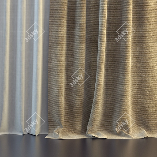 Luxury Velvet Curtains with Curtain Tiebacks 3D model image 3