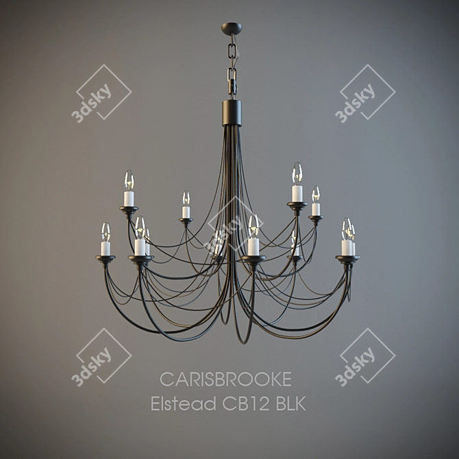 Elegant Black Chandelier: Elstead CB12 BLK 3D model image 1