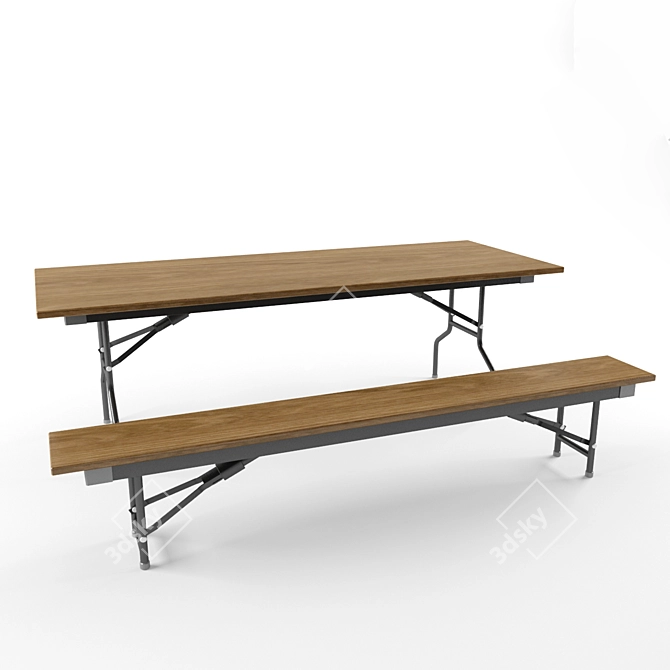 Folding Table & Bench Set 3D model image 1