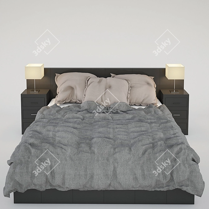 Sleek Sleep: Modern Bed 3D model image 1