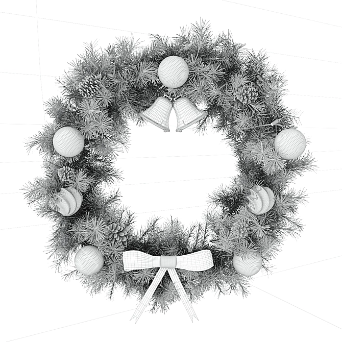 Festive Holiday Wreath: Elegant & Ornate 3D model image 2